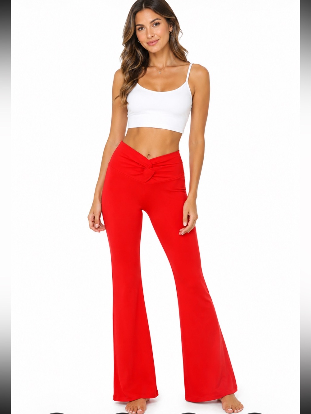 HAPPILY GREY Orange Red High Rise Flared Legging Pants L NWT